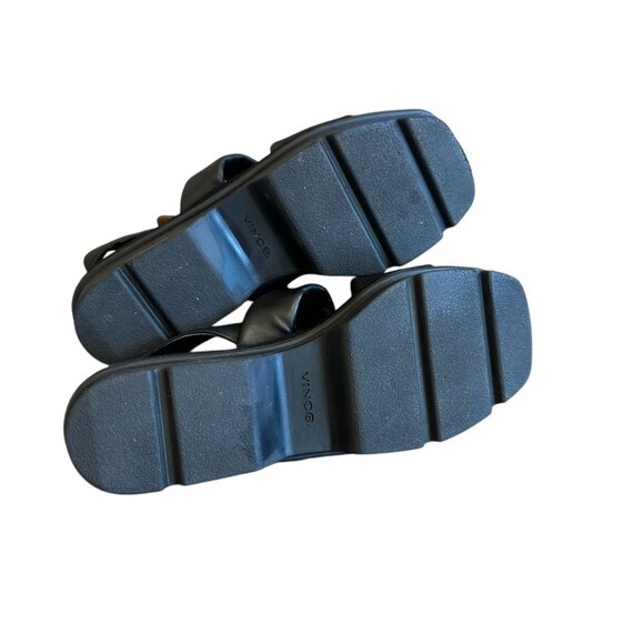 Vince Bowie Platform Sandals Strappy Black Leather Square Toe Size 9 Women's - Picture 9 of 10